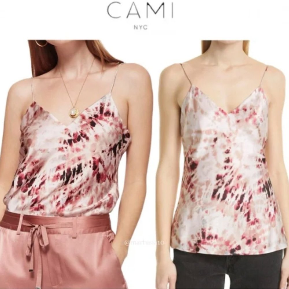 Cami NYC Silk 'The Raine' Camisole in Blush Tie Dye